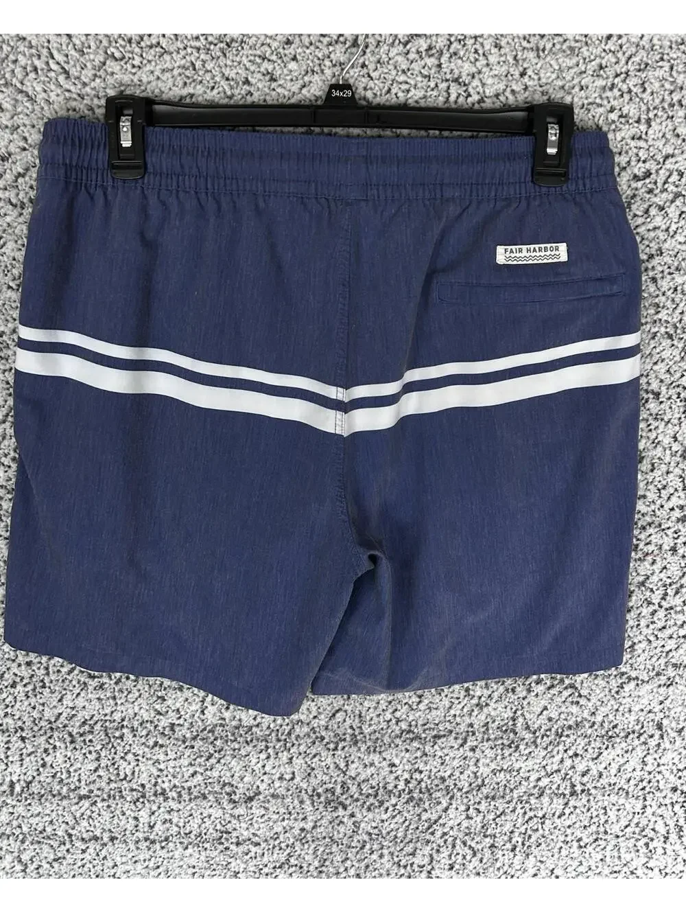 Fair Harbor Mens Swim Trunks Blue Striped Lined Board Shorts XXL